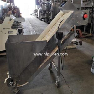 ELEVADOR DE PALAS EN ACERO INOX CON TOLVA Y RUEDAS