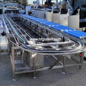 CINTA DE CIRCUITO CERRADO PARA CAJAS DE PESCADO A PUESTO DE TRABAJO